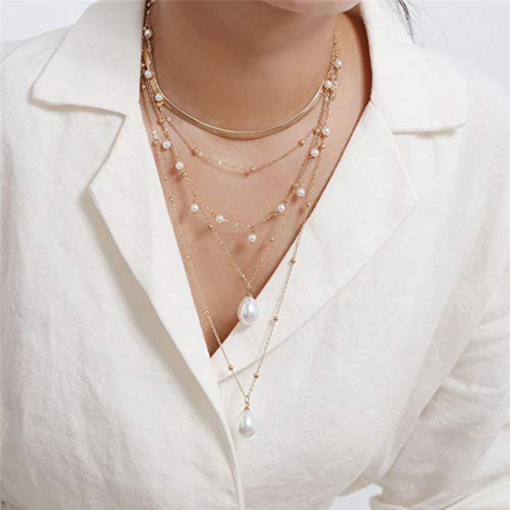Boho 5 Tier Gold Punk Chain Layered Necklace